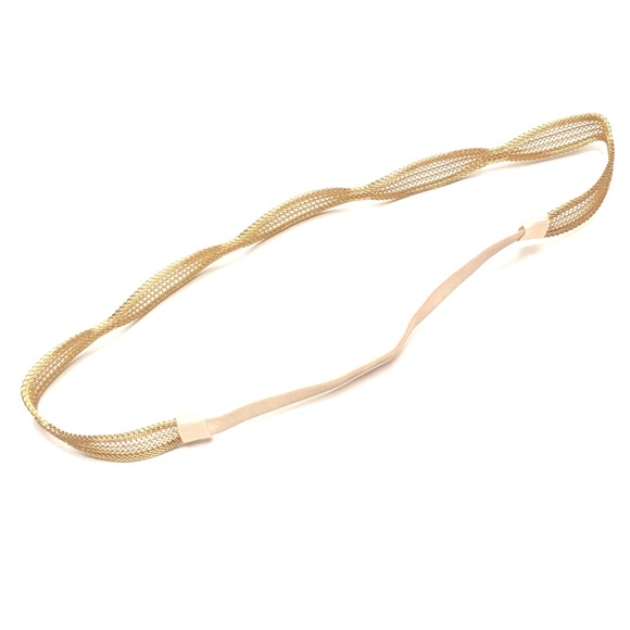 Gold Tone Metal Mesh Elastic Hair / Headband - Picture 4 of 7
